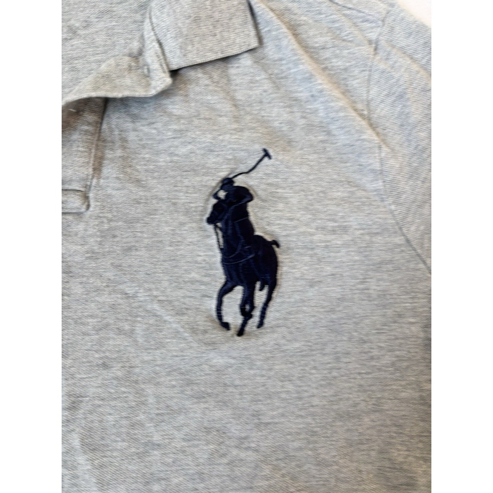Ralph Lauren Polo Shirt Mens XL Gray Custom Slim Fit Crown Golf Emblem Big Pony - Picture 5 of 8